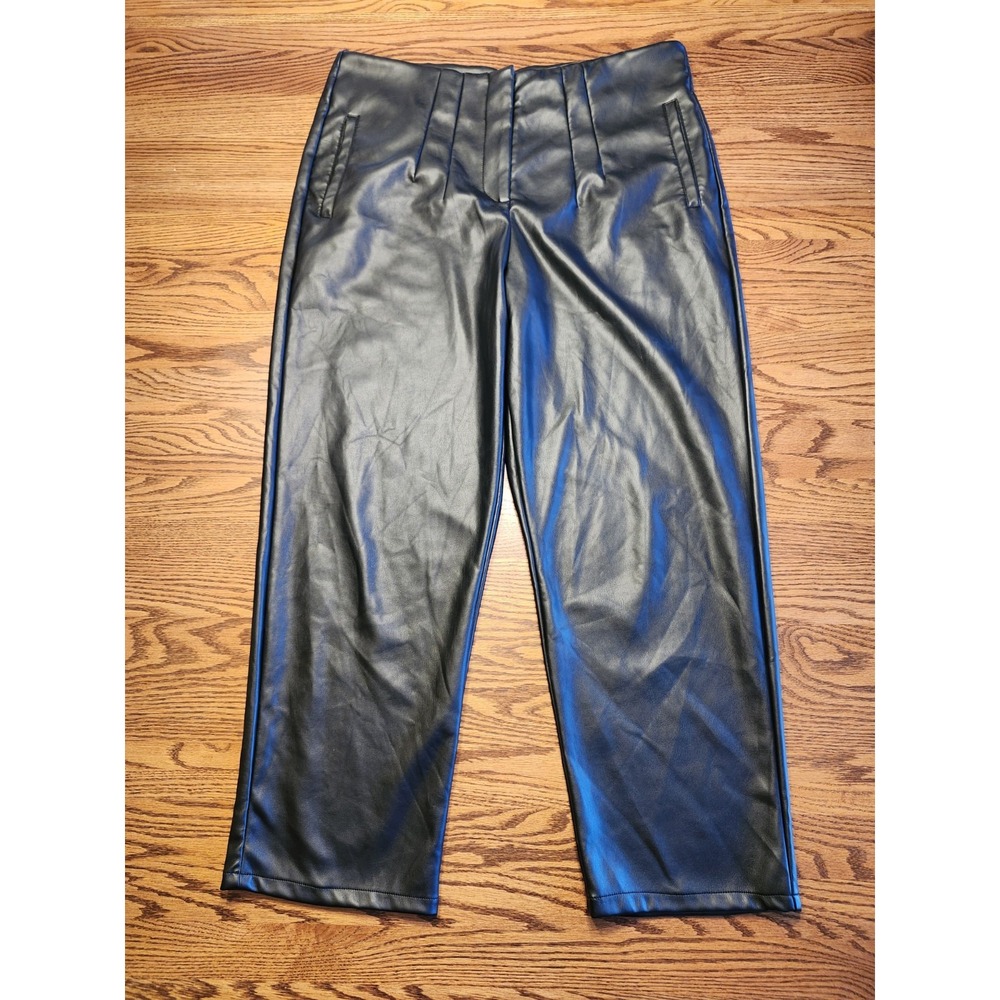 Bagatelle Collection Faux Leather Pants Womens Size XL Black Pleated Pockets